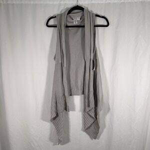 New Coldwater Creek Cardigan Womens Large Grey Sleeveless Open Front Lightweight